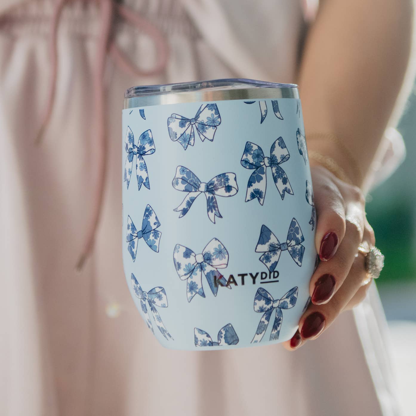 Katydid - Chinoserie Coquette Bows WINE TUMBLER Cup