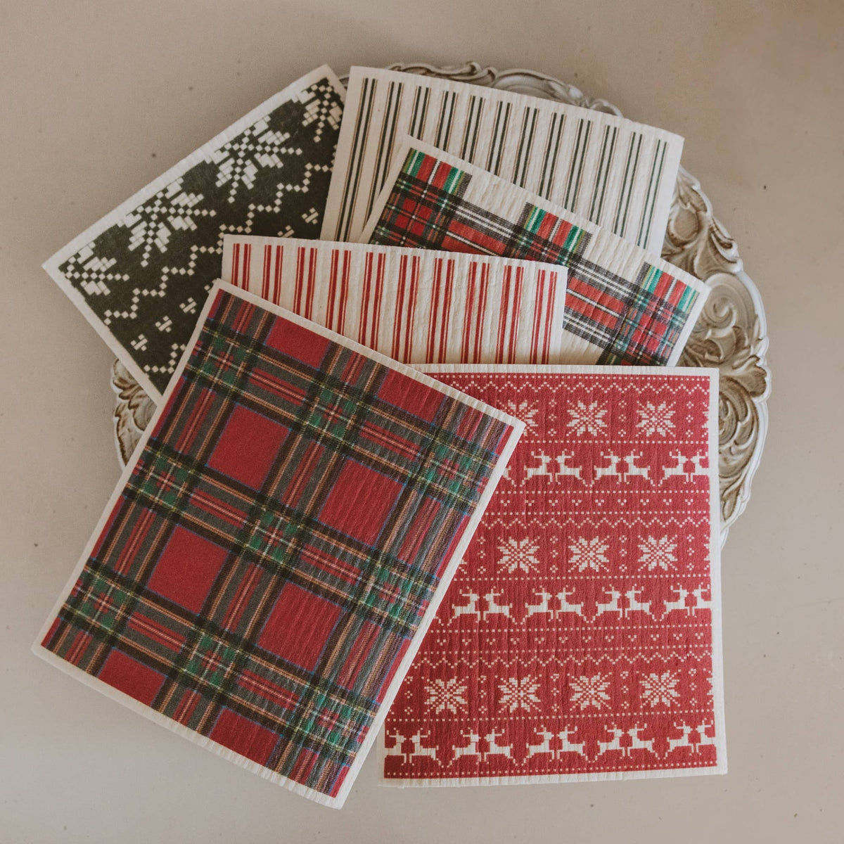 Sweet Water Decor - *NEW* Holiday Pattern Swedish Dishcloths, Set of 6