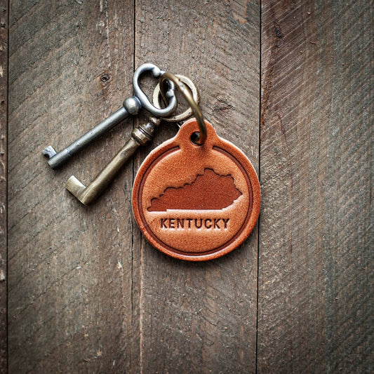 Sugarhouse Leather - Kentucky Silhouette Leather Keychain Circle