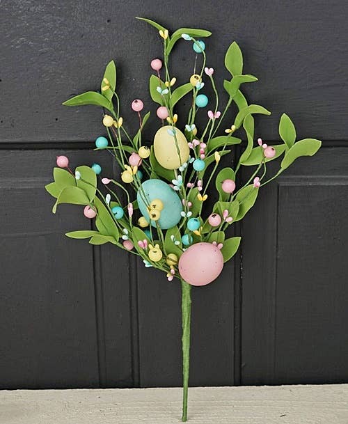 Holiday Depot Inc. - 27605- 16in Bush-Easter Eggs and Herb Leaves-