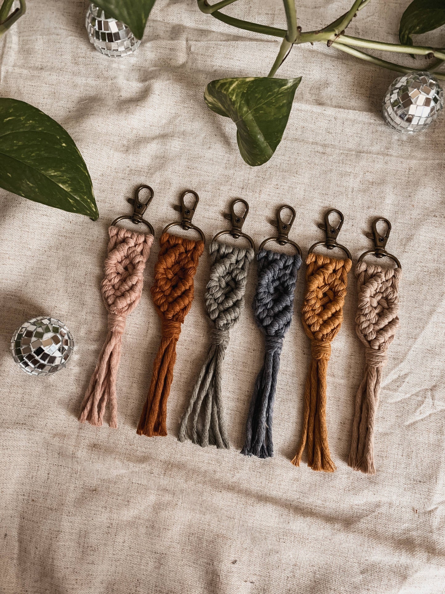 Offhand Fibers - Neutrals Macrame Keychain | Bag Charm
