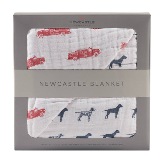 Newcastle Classics - Fire Truck and Dalmatian Newcastle Blanket; Cotton