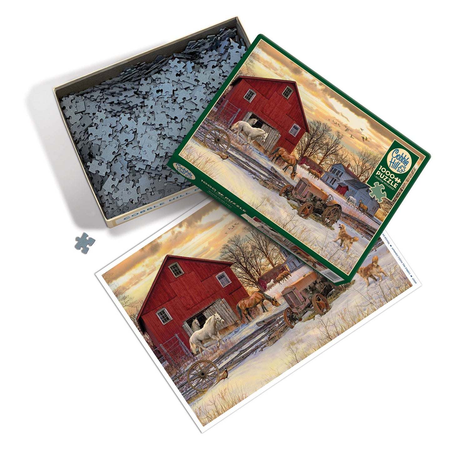 Outset Games and Cobble Hill Puzzles - Winter on the Farm 1000pc puzzle