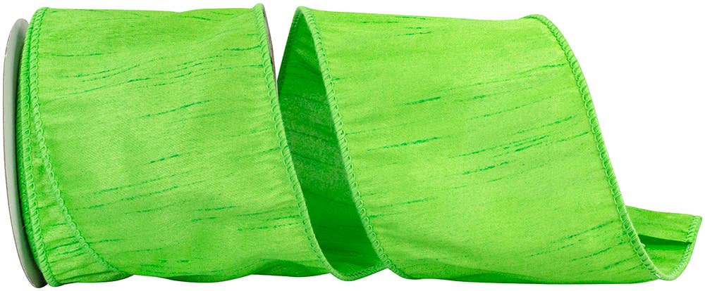 RELIANT RIBBON - Dupioni Supreme Wired Edge, Lime, 4 In, 10 Yards