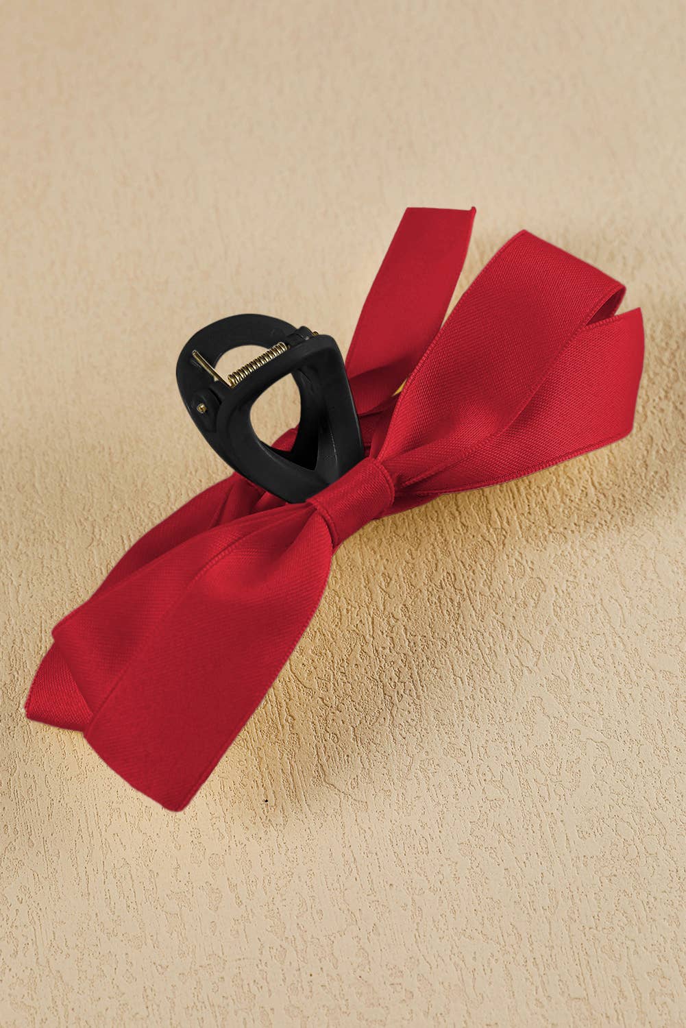Lovesoft - Solid Color Bow Decor Large Hair Claw Clip
