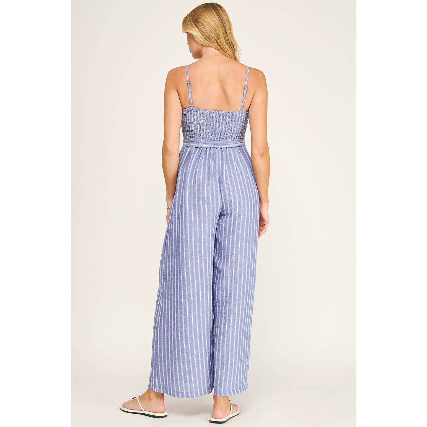 Winslow Collection - COASTAL STRIPE SMOCKED WIDE LEG JUMPSUIT