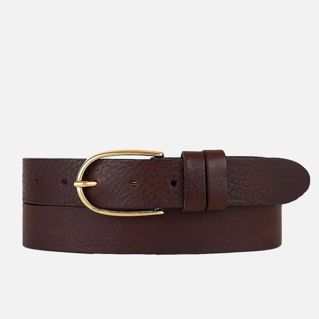 Amsterdam Heritage Leather Belts, Bags, Jackets & Apparel - Drika | Gold Buckle Smart Full Grain Leather Belt Women