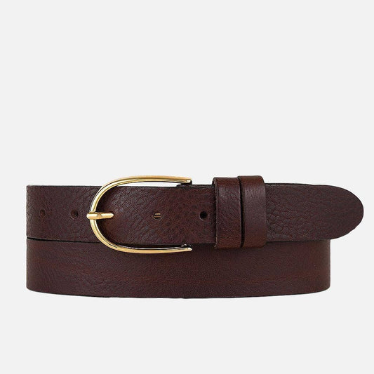 Amsterdam Heritage Leather Belts, Bags, Jackets & Apparel - Drika | Gold Buckle Smart Full Grain Leather Belt Women