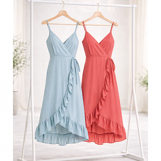 Winslow Collection - HI-LOW PAPAYA GAUZE WRAP DRESS