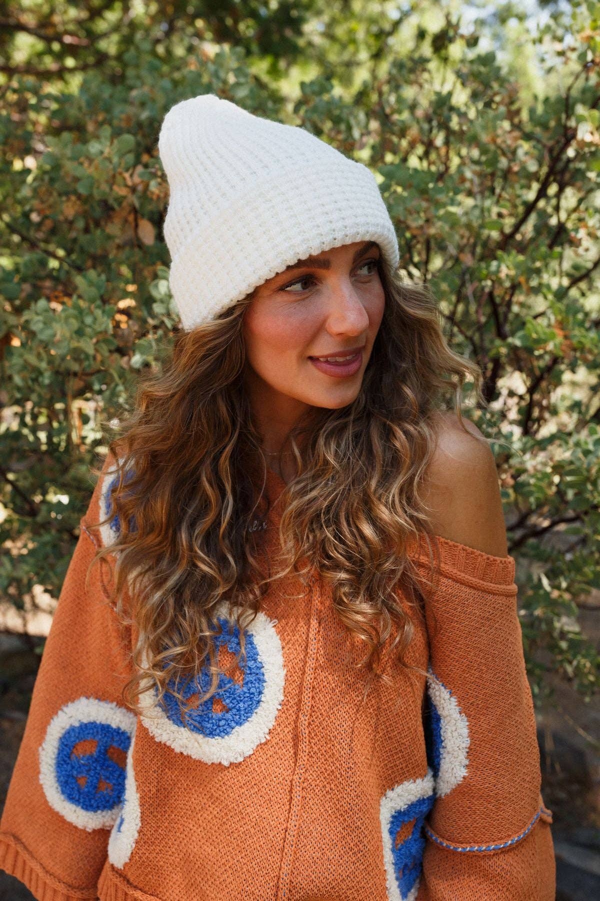 Three Bird Nest - Maybelle Waffle Beanie - Ivory