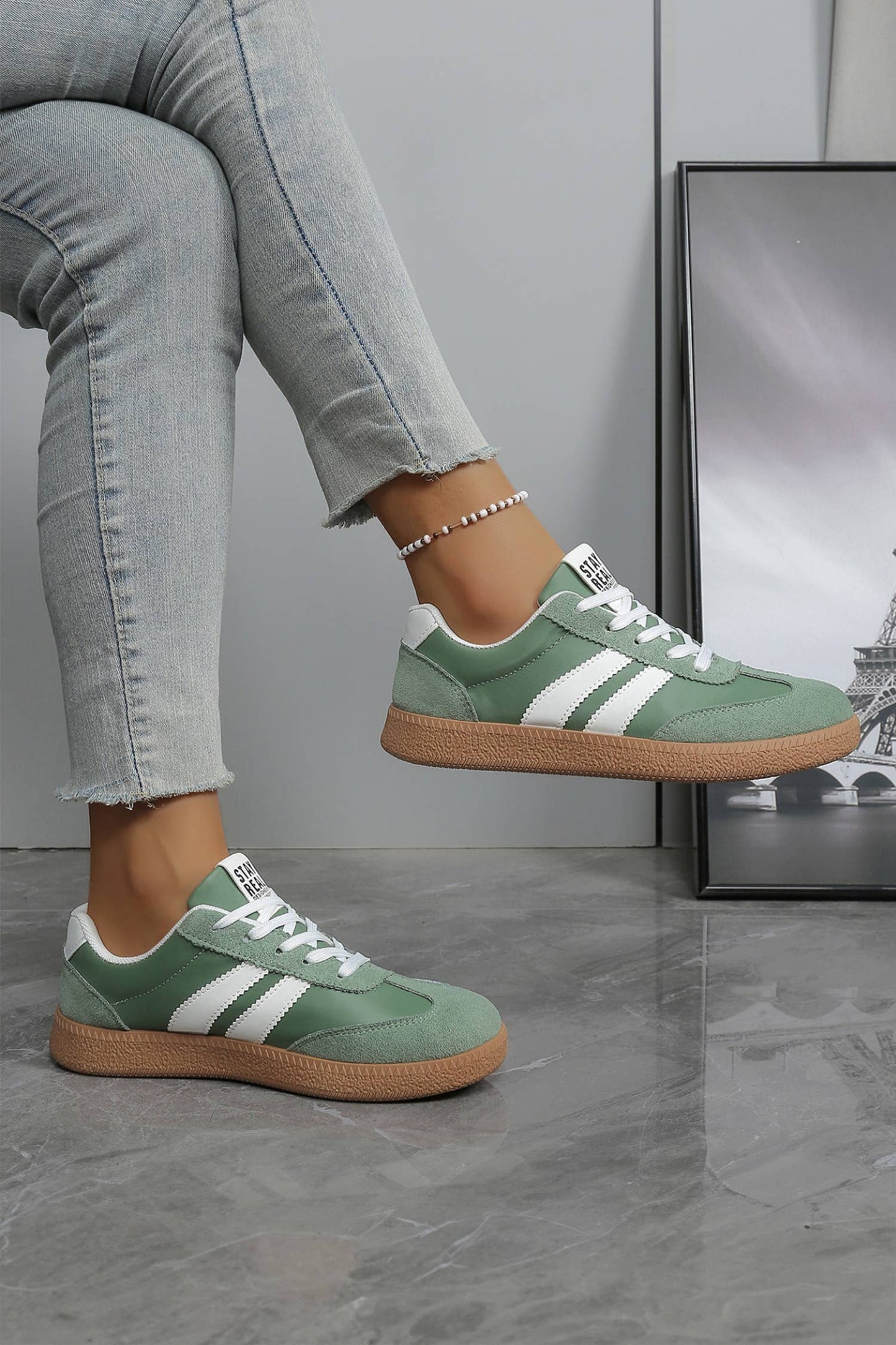 Little Daisy Closet - LDC Varsity Color Block Patchwork PU Leather Lace Up Shoes