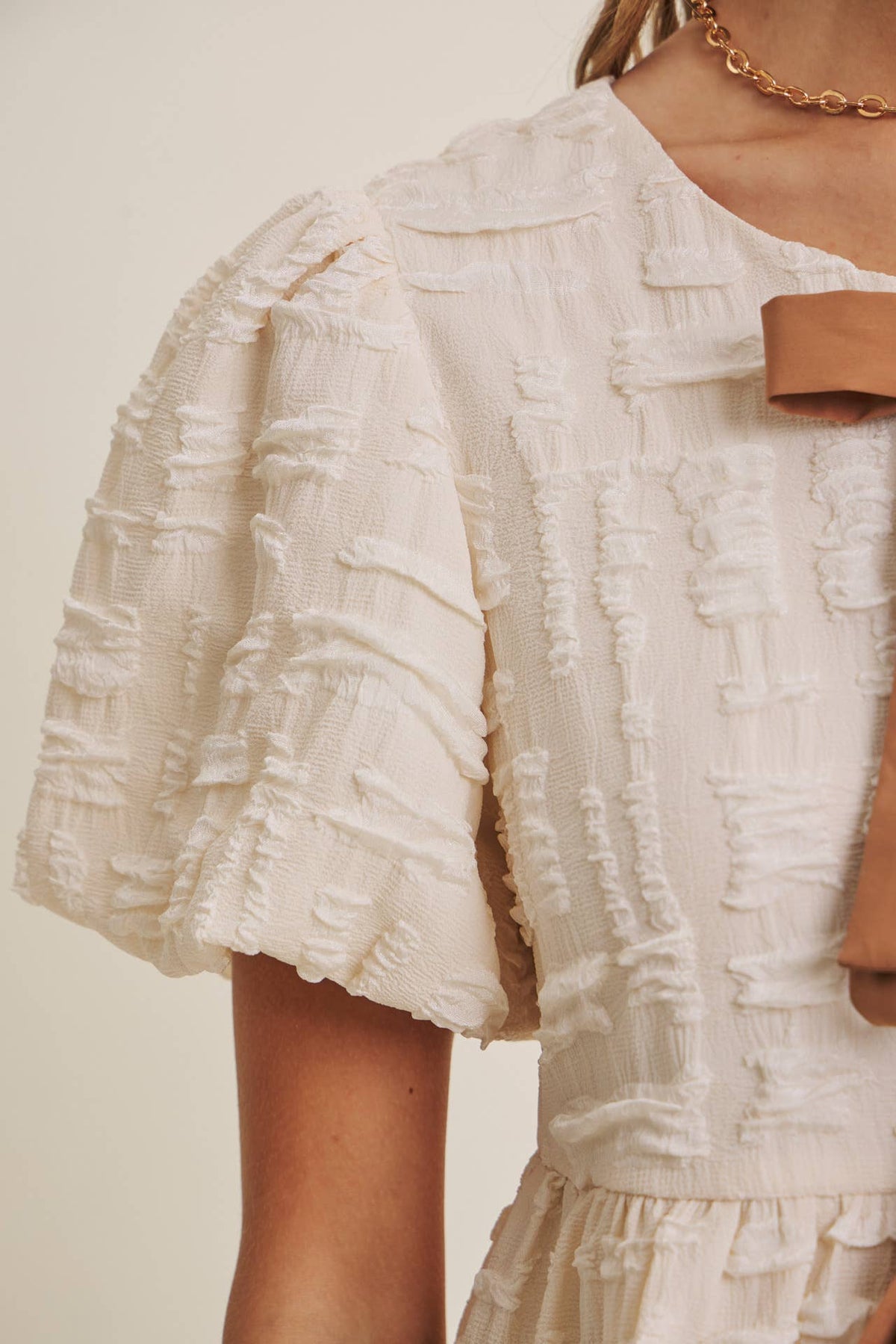 in february - BESTSELLER ROMANTIC TEXTURED CONTRAST BOW PEPLUM BLOUSE