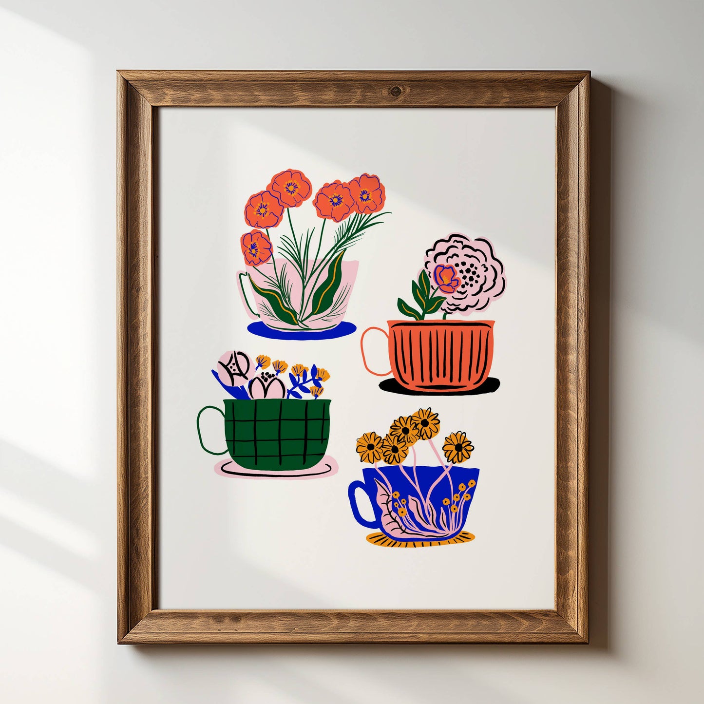 Tara Reed - Floral Tea Cups 8" x 10" Art Print