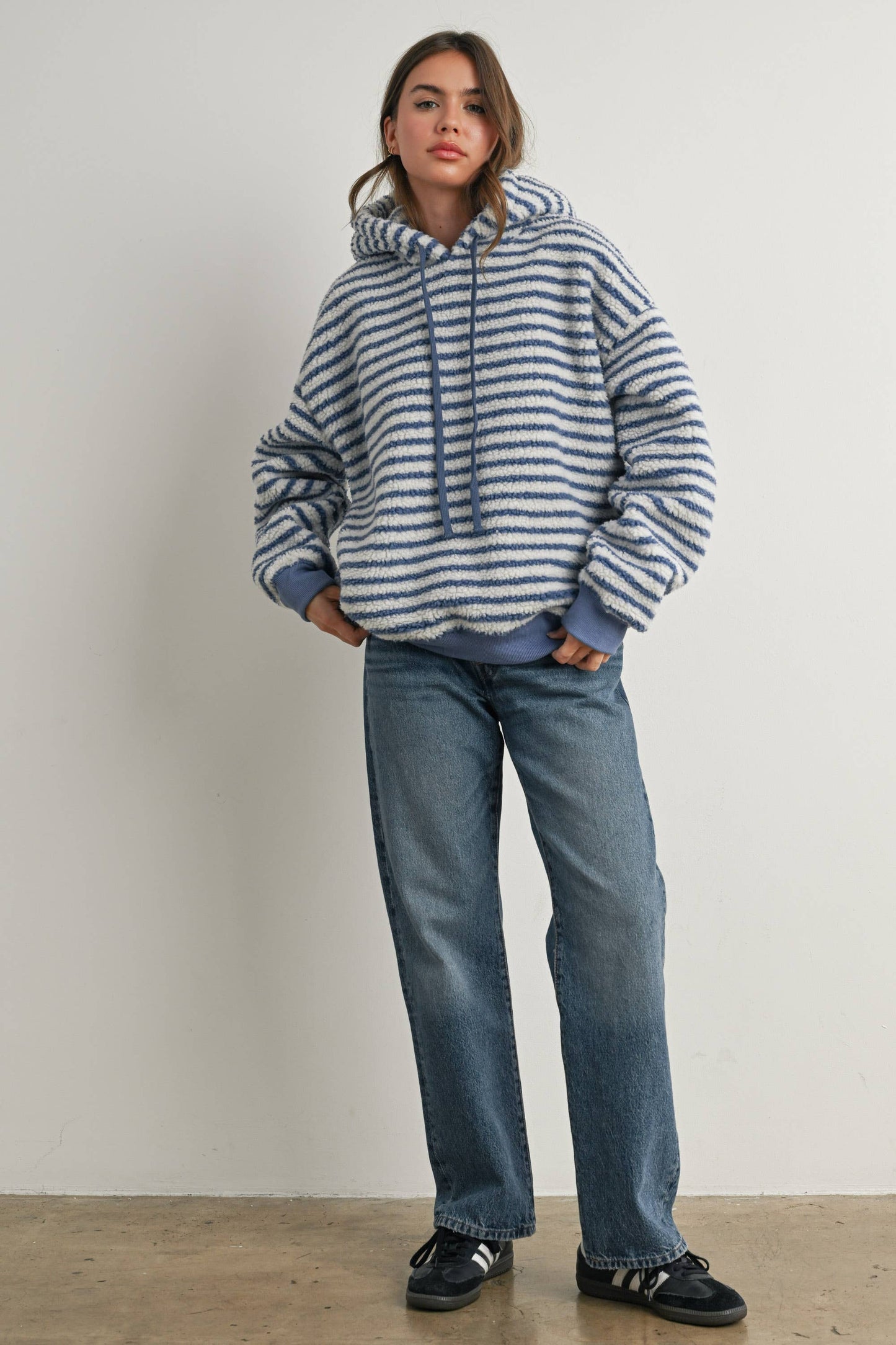 BUTTERMELON - Brushed Striped Puffy Hoodie - BMT7801