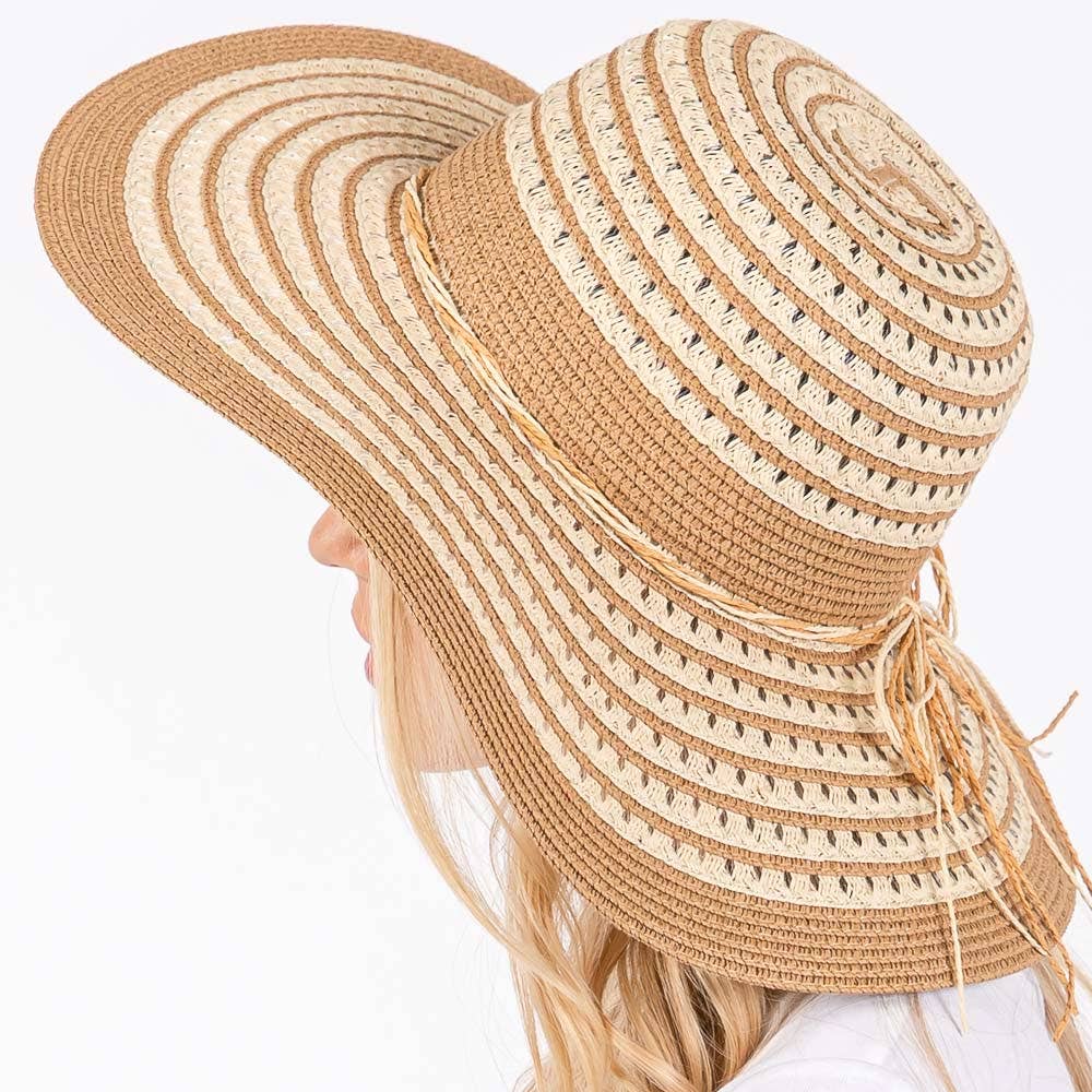 Sensibling Corp. - Striped Pattern Wide Brim Floppy Sun Hat