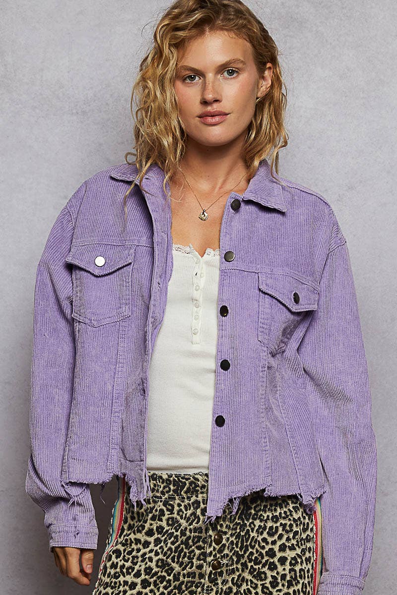 Pol Clothing - Pocket Front Button Down Corduroy Trucker Jacket SALE
