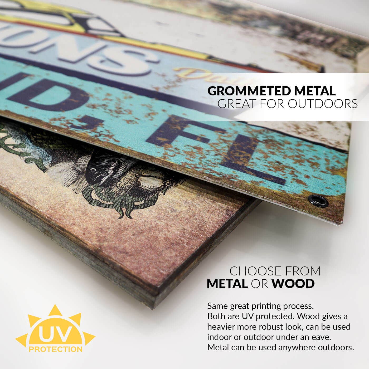 Old Wood Signs - Greetings from the Lake - Wood & Metal Wall Art