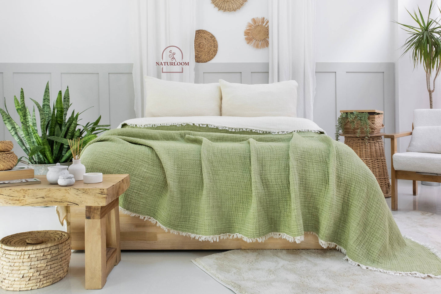 Naturloom - 6 Layer Organic GOTS Certified Muslin Quilt - Natural Comfort, Breathable & Cozy Year Round