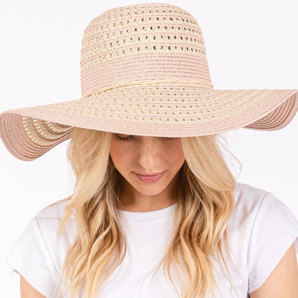 Sensibling Corp. - Striped Pattern Wide Brim Floppy Sun Hat