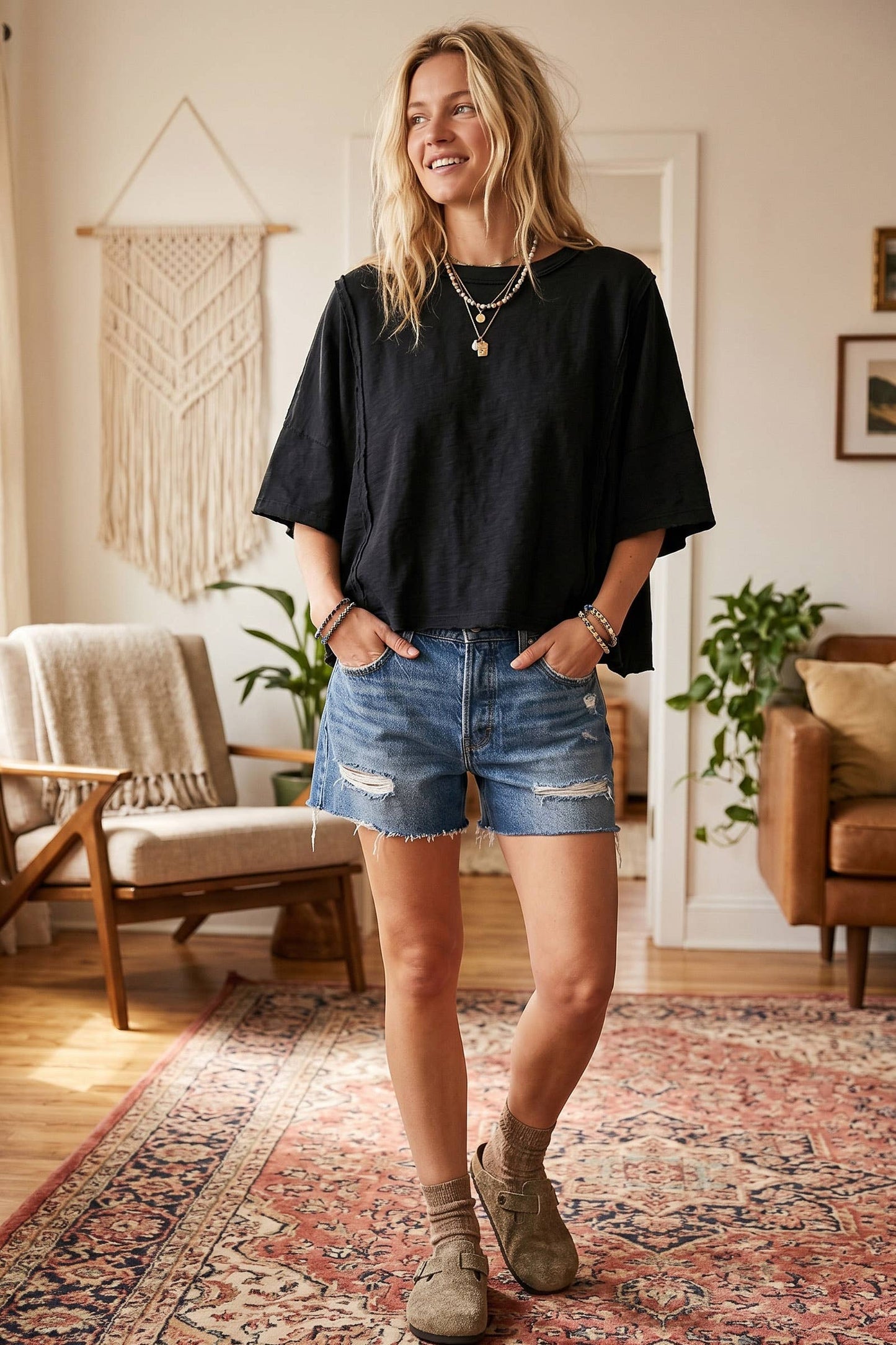 Sewn and Seen - Cotton Slub Raw Edge Oversized Tee