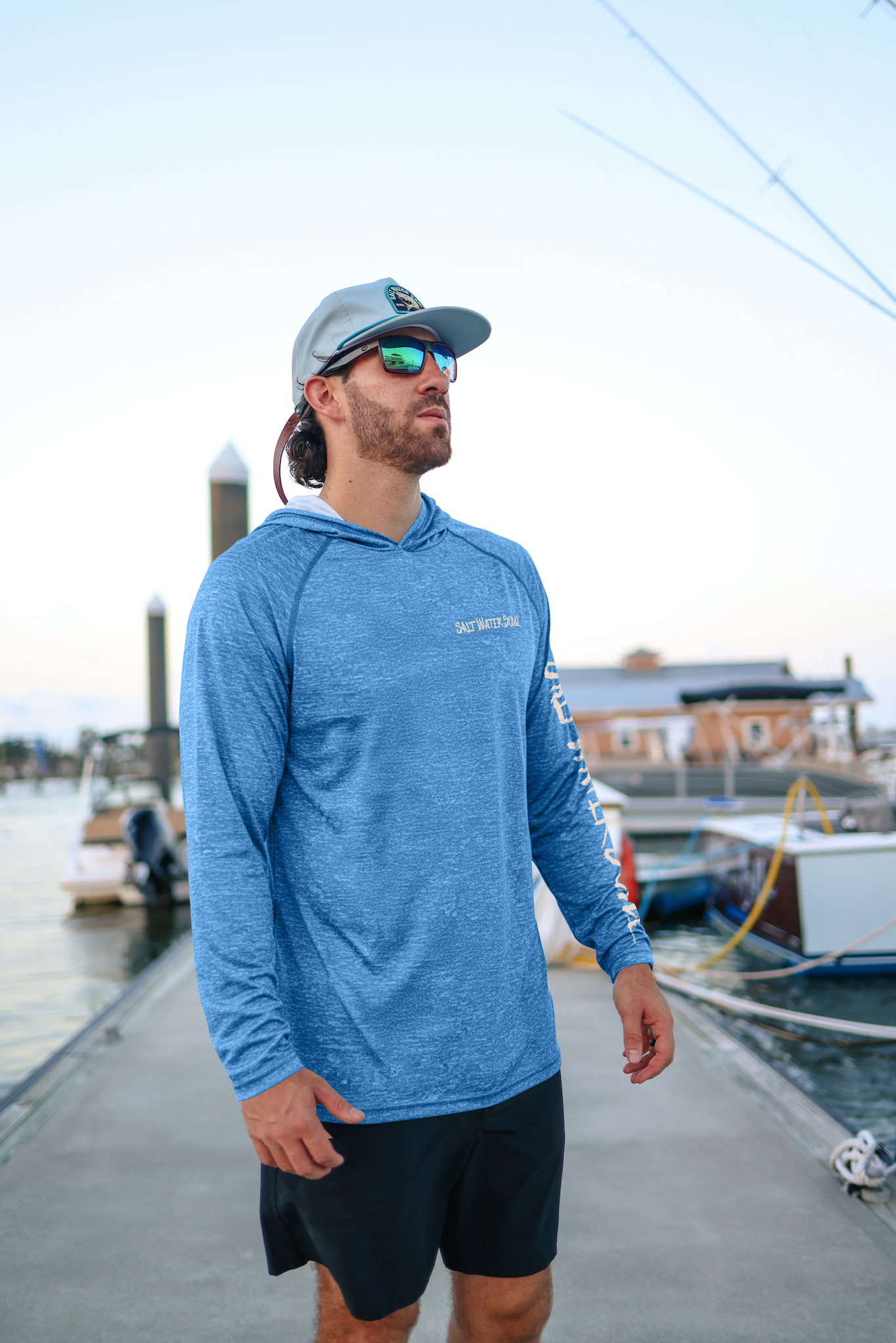 SALT WATER SOUL - Light Blue - Redfish Classic Performance Hoodie