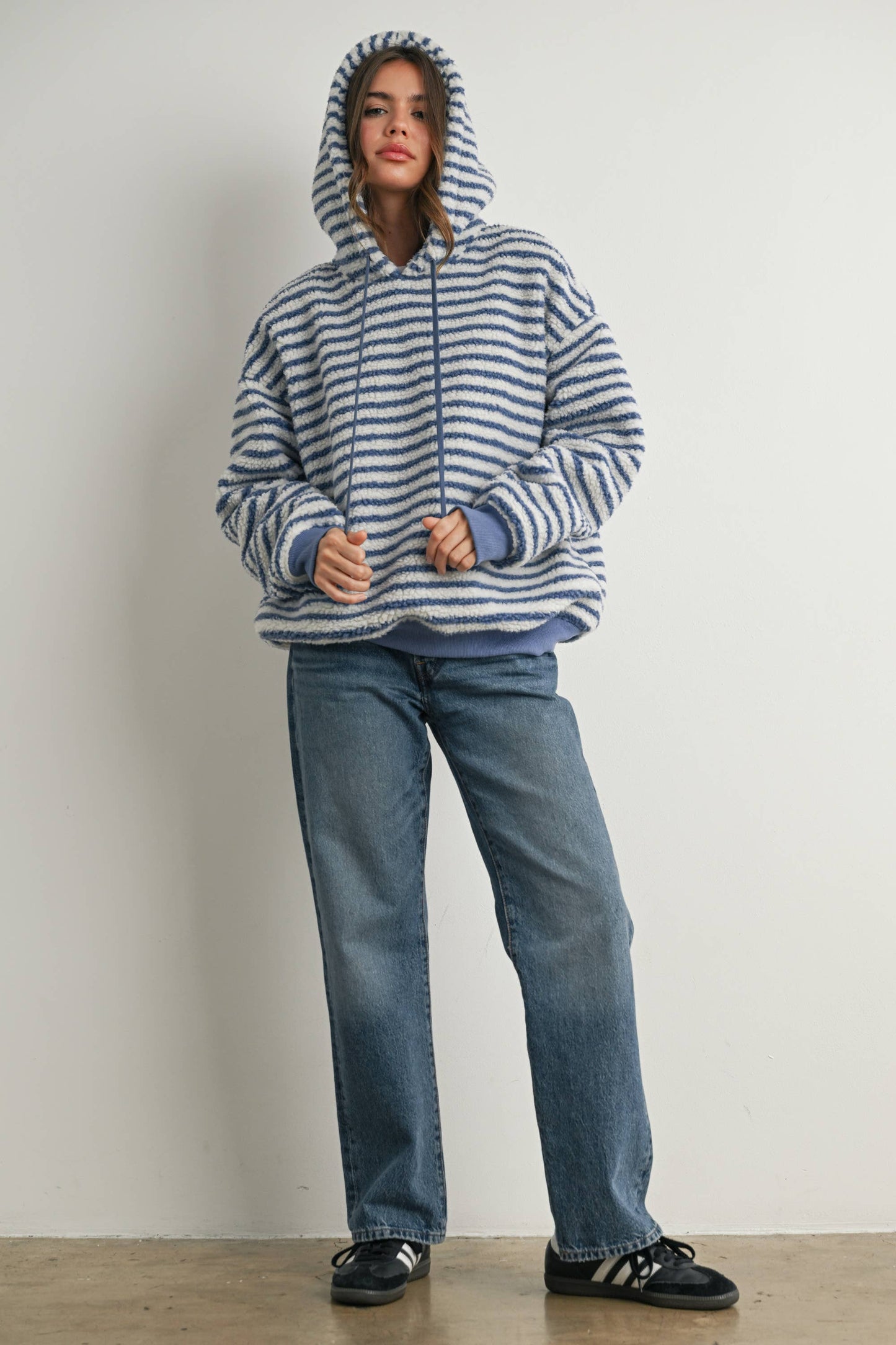 BUTTERMELON - Brushed Striped Puffy Hoodie - BMT7801