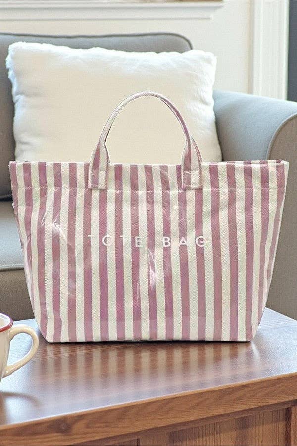 Nash Grey - Pink and Beige Striped TOTE BAG