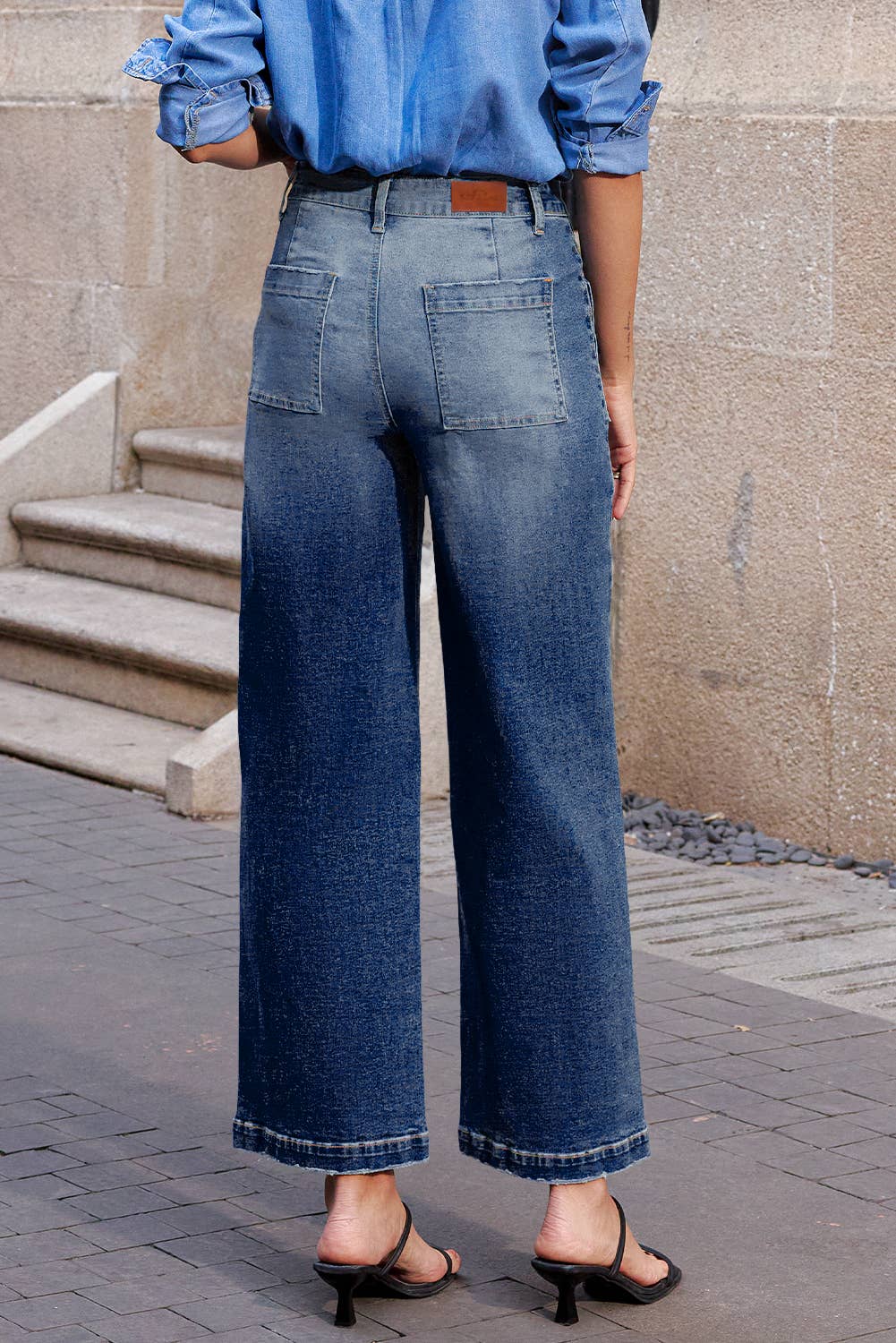 1 the Woman - Mimimalist Patch Pocket Womens Shift Jeans