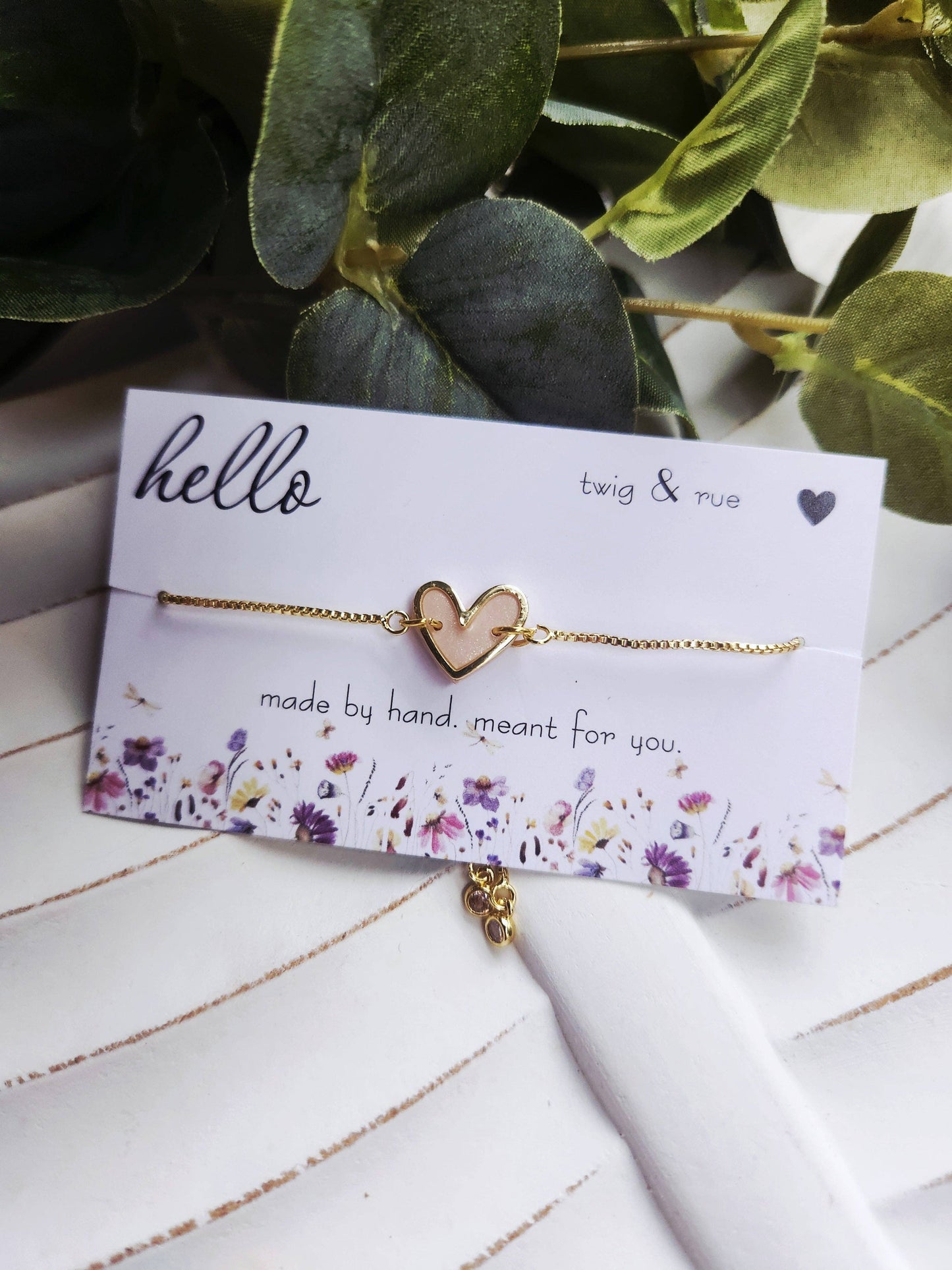 Twig & Rue boutique - Gold Heart Slider Bracelet- 18k gold plated