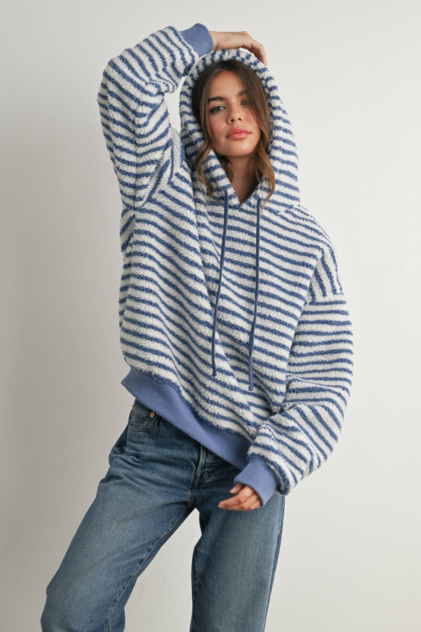 BUTTERMELON - Brushed Striped Puffy Hoodie - BMT7801