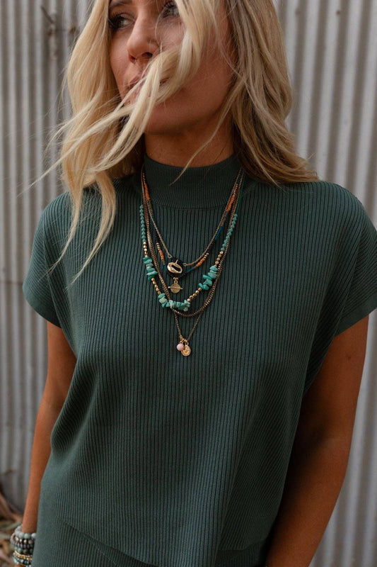 Three Bird Nest - Bohemian Bliss Necklace - Turquoise