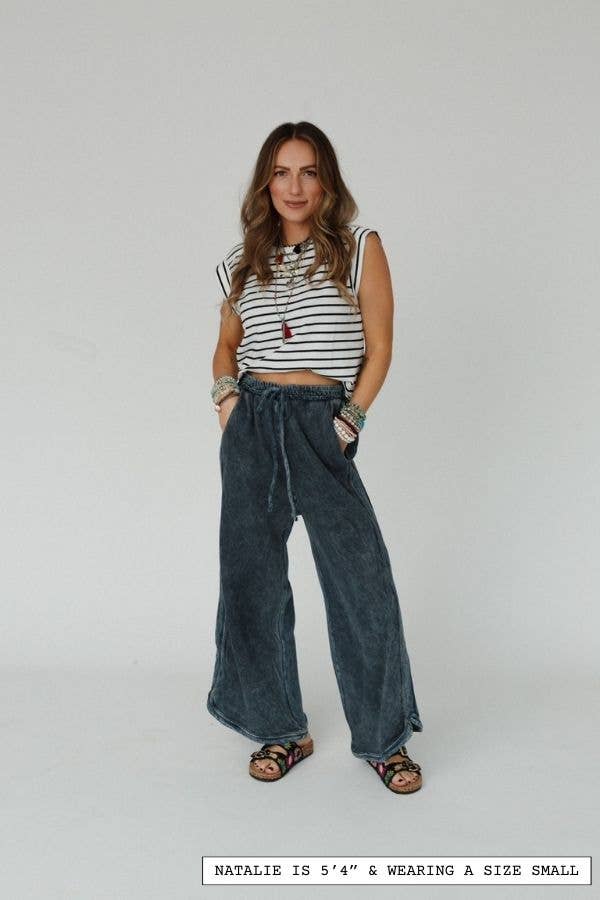 Three Bird Nest - So Comfy Wide Leg Pant Petite Length - New Navy