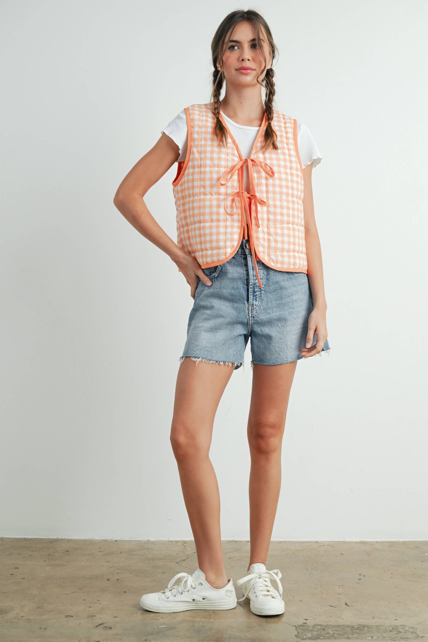 BUTTERMELON - Ribbed Front Quilted Vest - BMJ7635