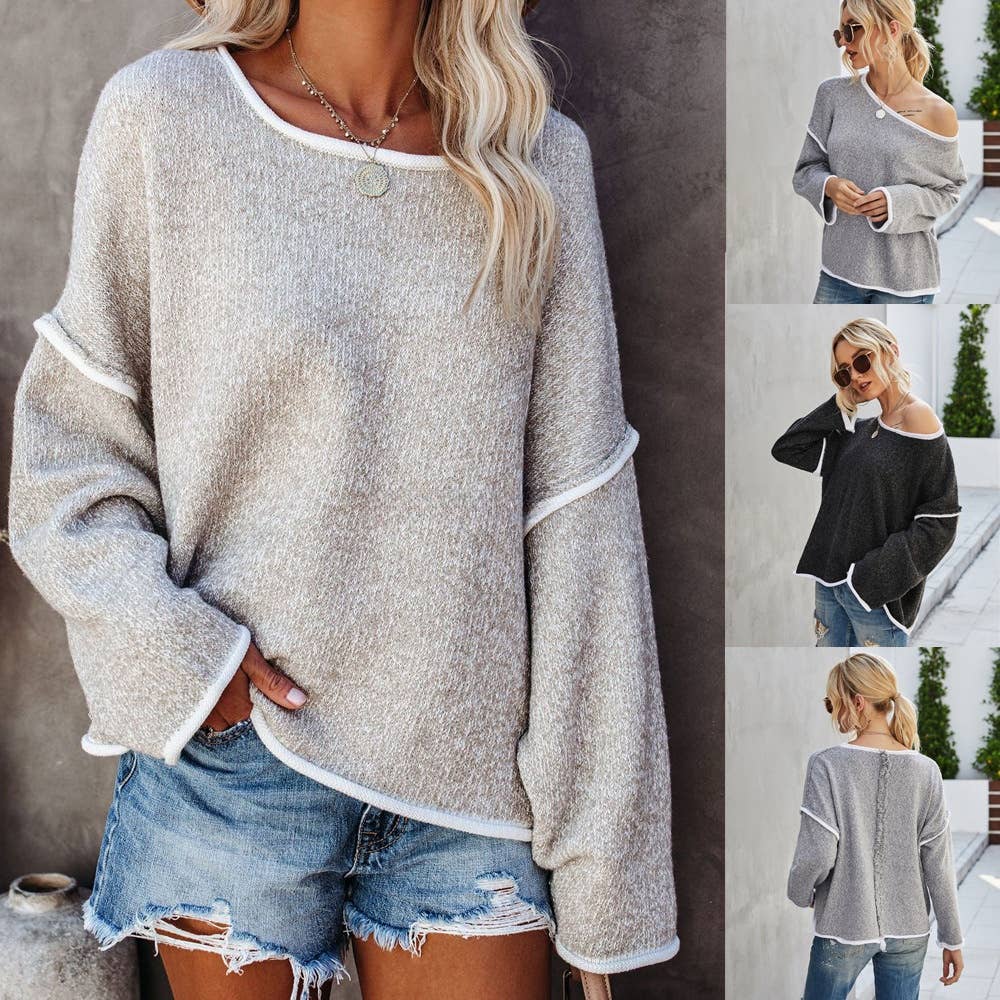 NINEXIS - CWOSWL1043_Casual Crew Neck Pullover Long Sleeve Sweater