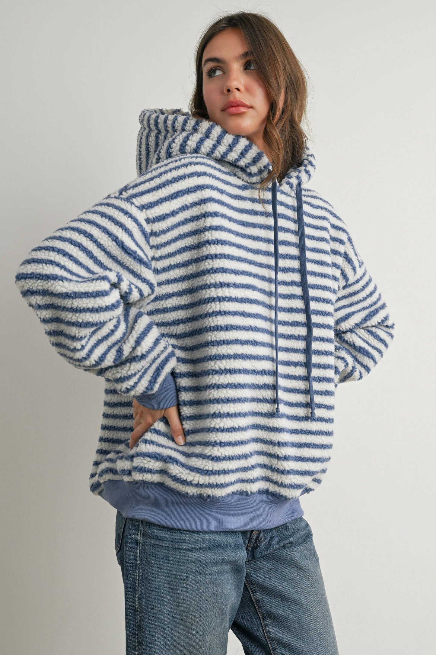 BUTTERMELON - Brushed Striped Puffy Hoodie - BMT7801