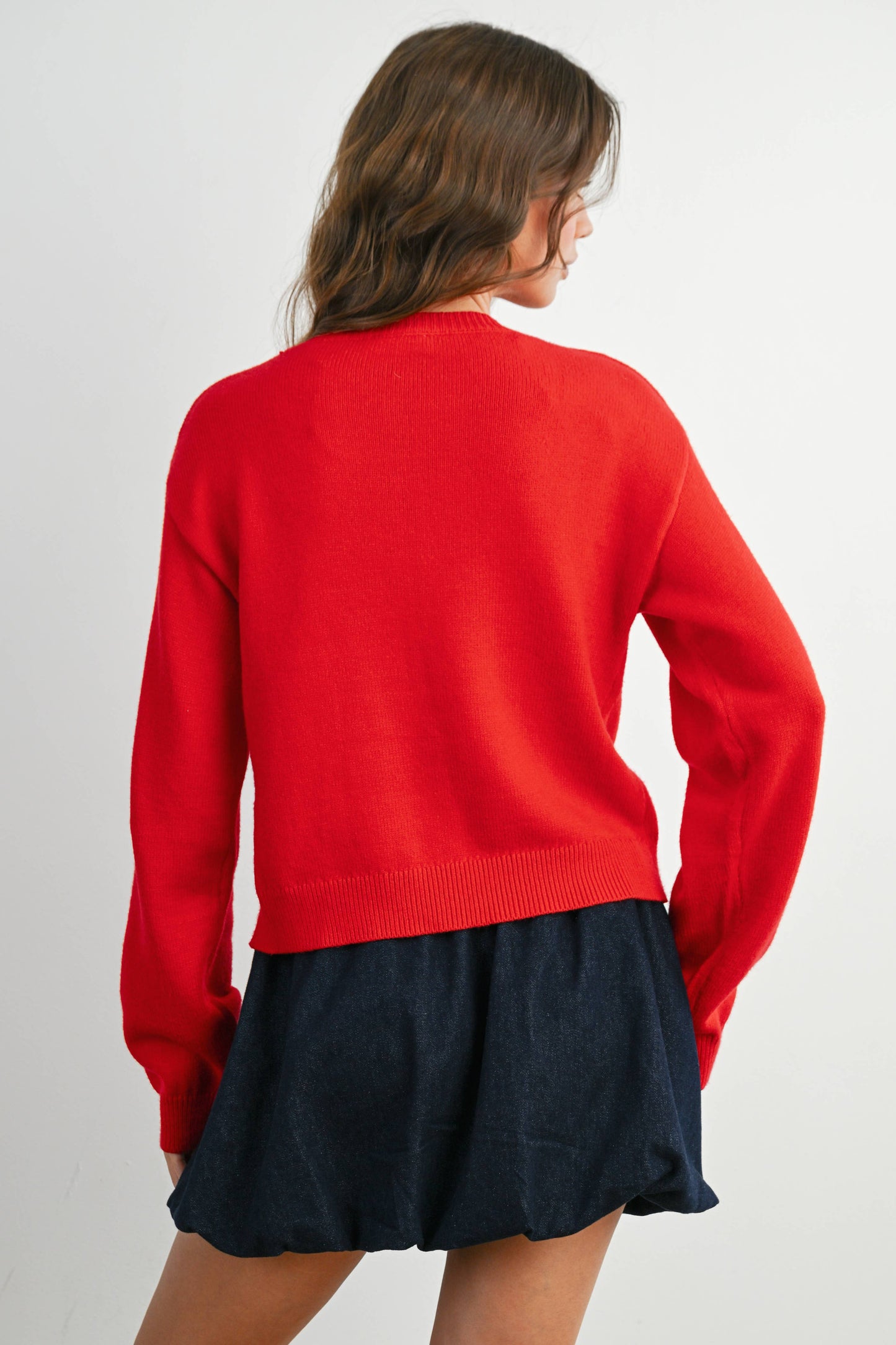 BUTTERMELON - Long Sleeve Buttoned Cropped Cardigan Sweater - BMC7906