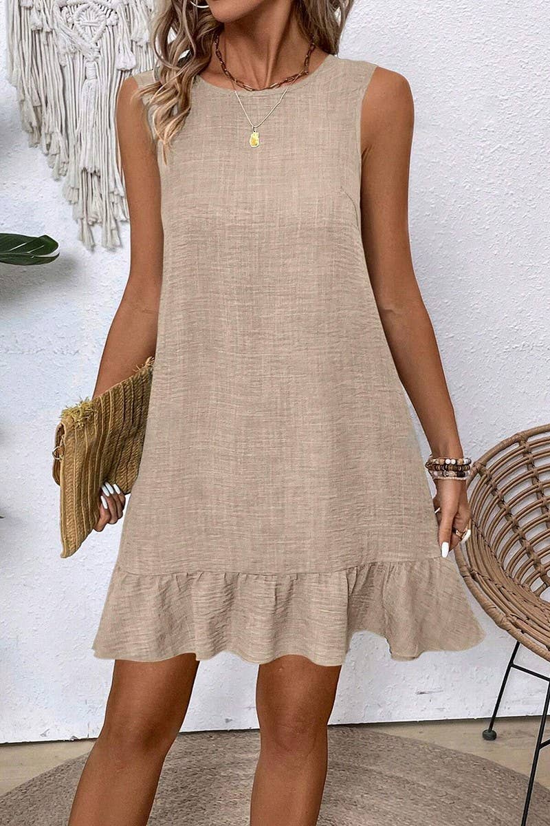 NINEXIS - CWDSD7142_RUFFLED SLEEVELESS CASUAL TANK DRESS