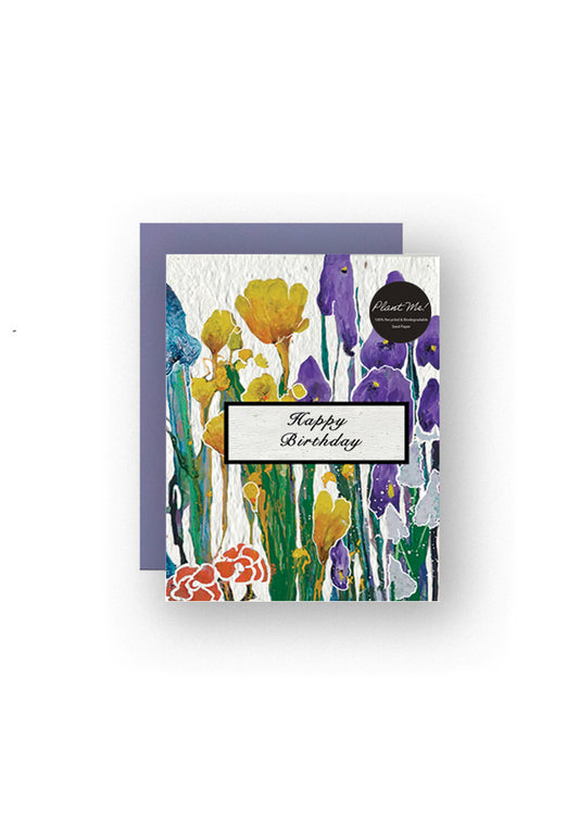 Artsy Em - Floral Garden Birthday Wildflower Seed Paper Card