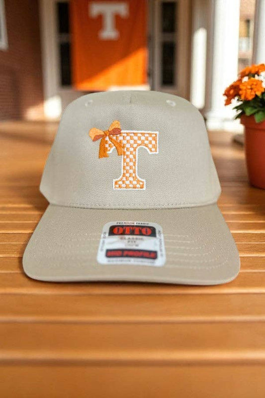 Nash Grey - Vols T with Bow Tan Canvas Embroidered Hat