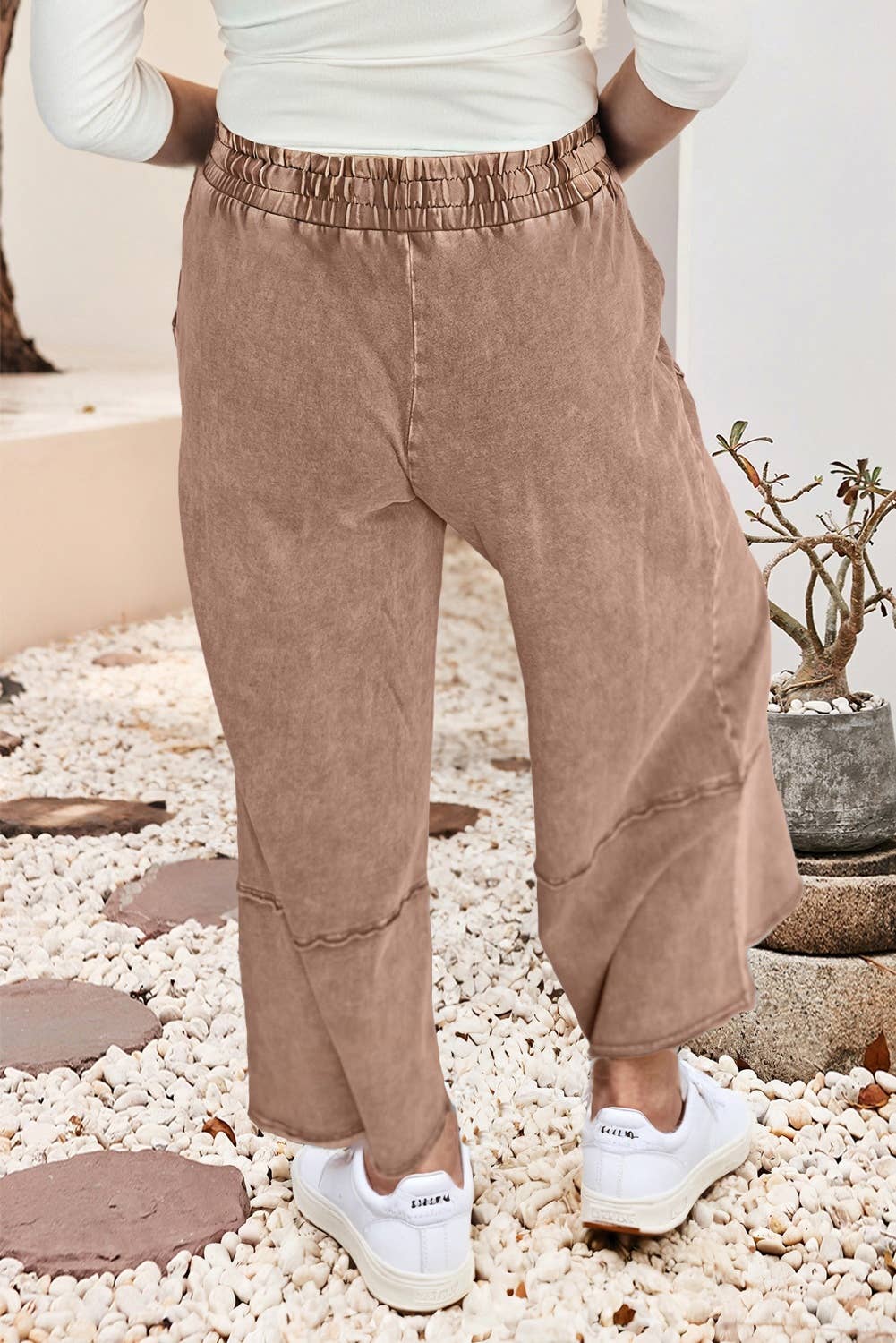 Little Daisy Closet -  LDC Floral Patch Mineral Washed Terry Knit Cropped Pants