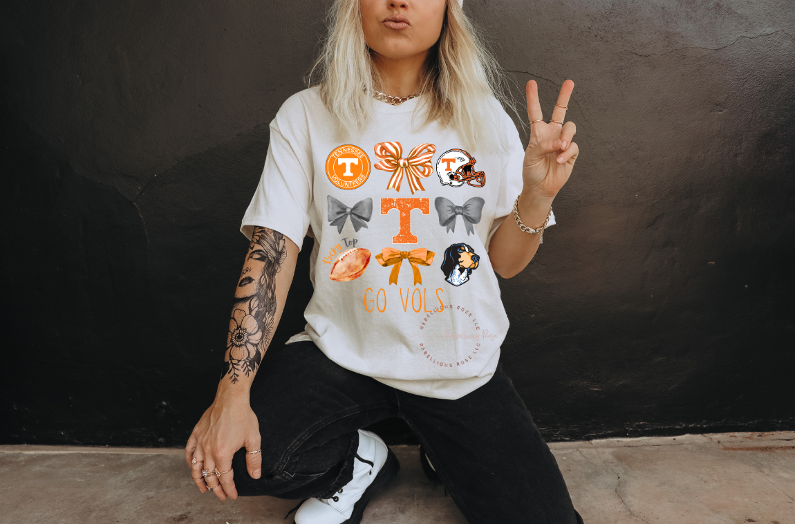 Rebellious Rose LLC - Go Vols Football Graphic T-shirt