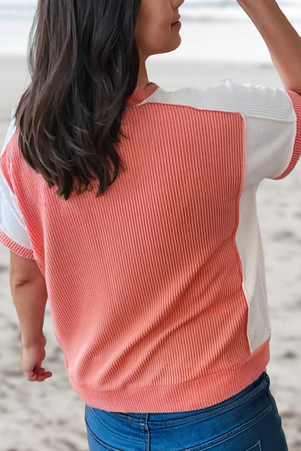 Aapparella - Rib Colorblock High Low T Shirt | Plus Size 1X-4X
