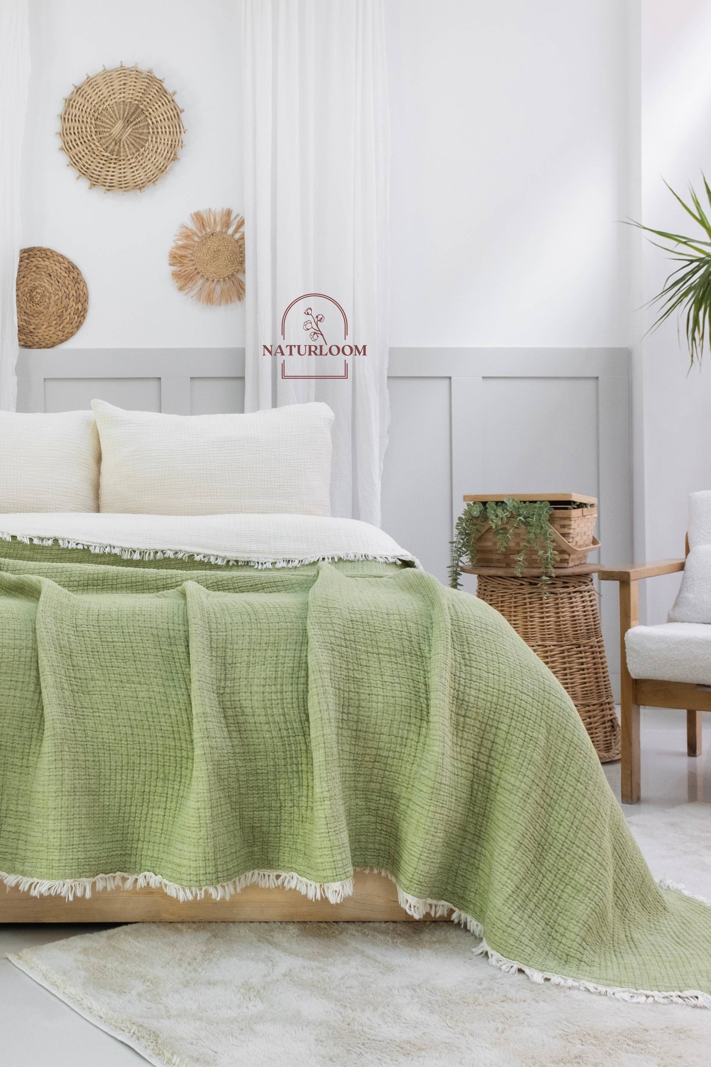 Naturloom - 6 Layer Organic GOTS Certified Muslin Quilt - Natural Comfort, Breathable & Cozy Year Round