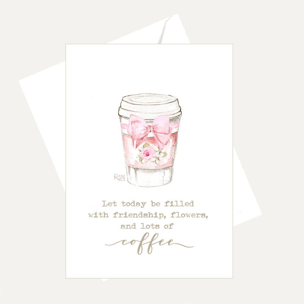 Bellflower Girl - Coffee & Friends Assortment #2 - Rose - Watercolor 4 Cards