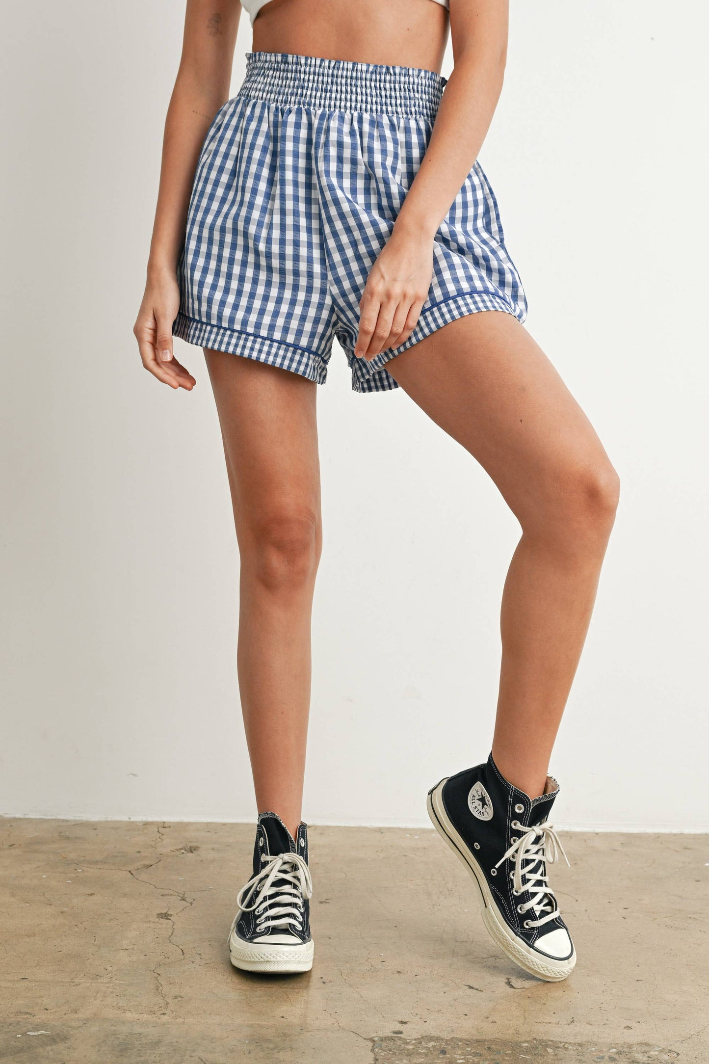 BUTTERMELON - Garterized Gingham Shorts - BMP7658