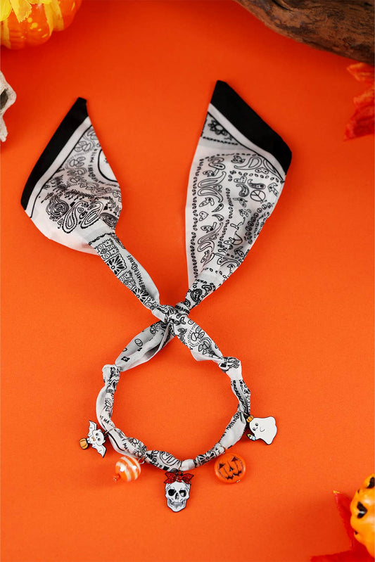 1 the Woman - Boho Knot Scarf Halloween Pumpkin Ghost Charm Necklace