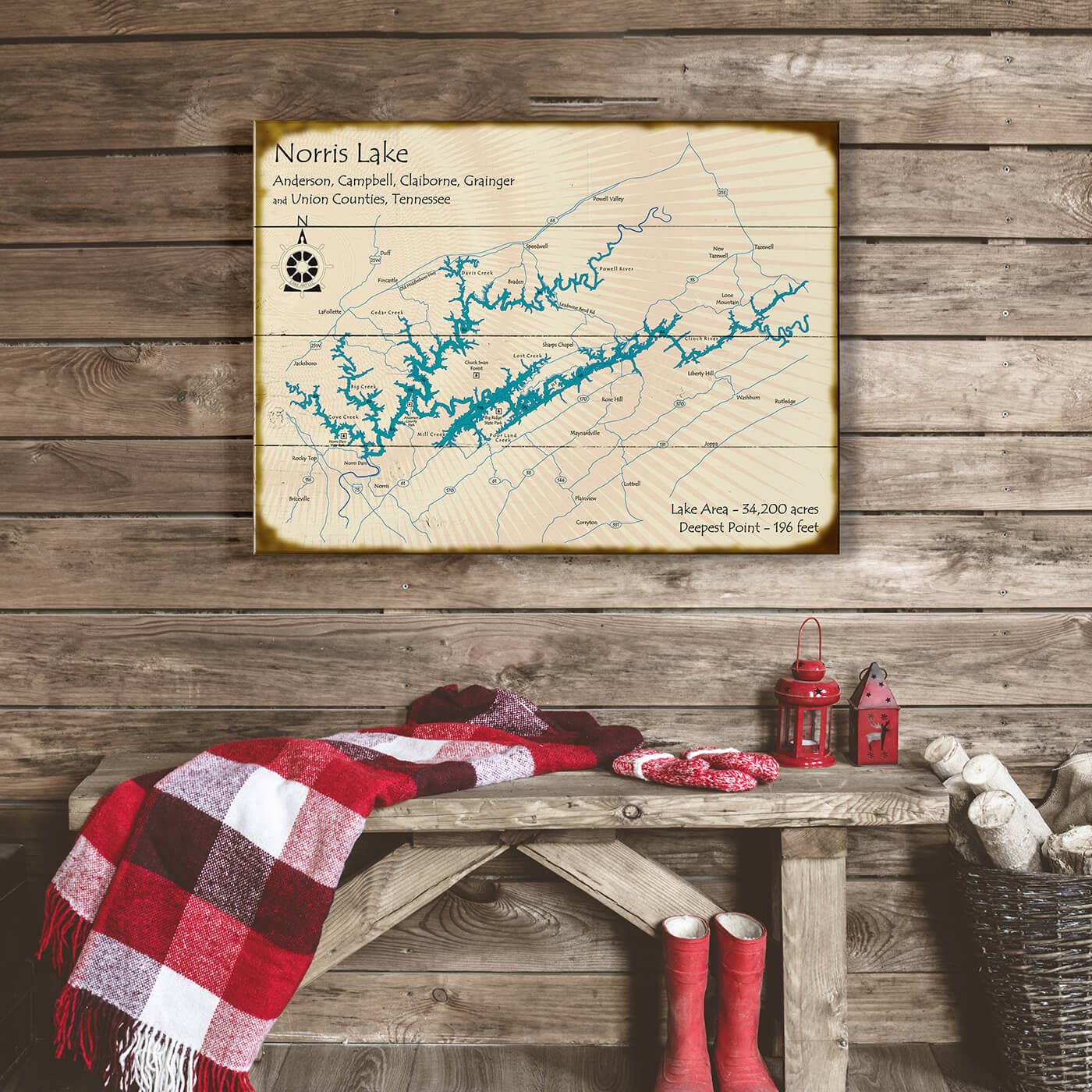 Old Wood Signs - Norris Lake, Tennessee - Wood & Metal Wall Art