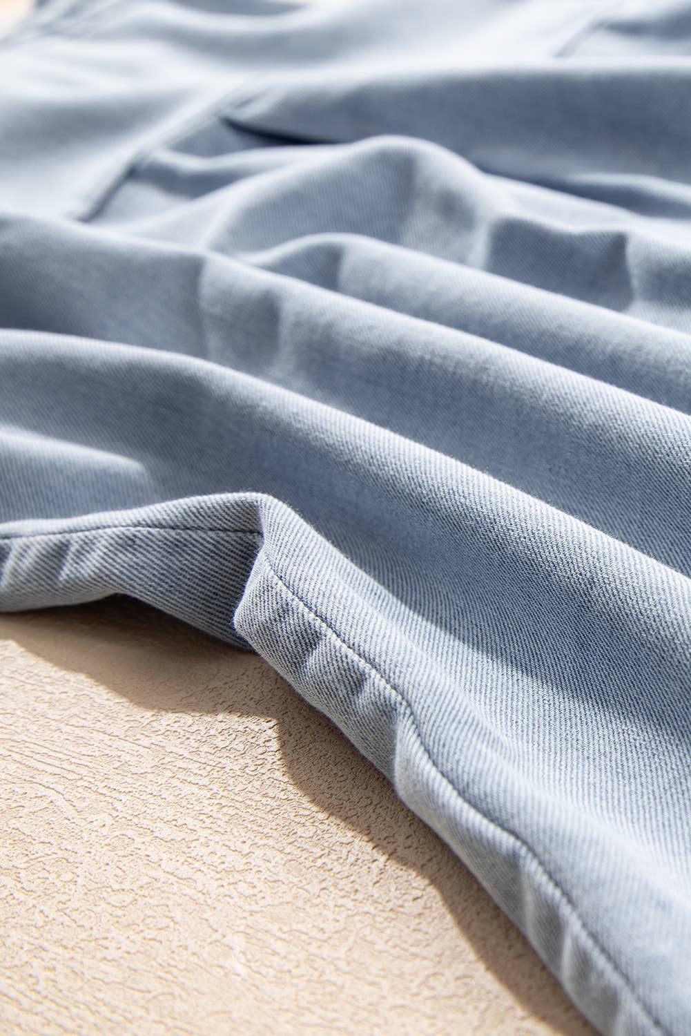 Aapparella - Ruffle Short Puff Sleeve  Chambray Denim Shirt | S-XL