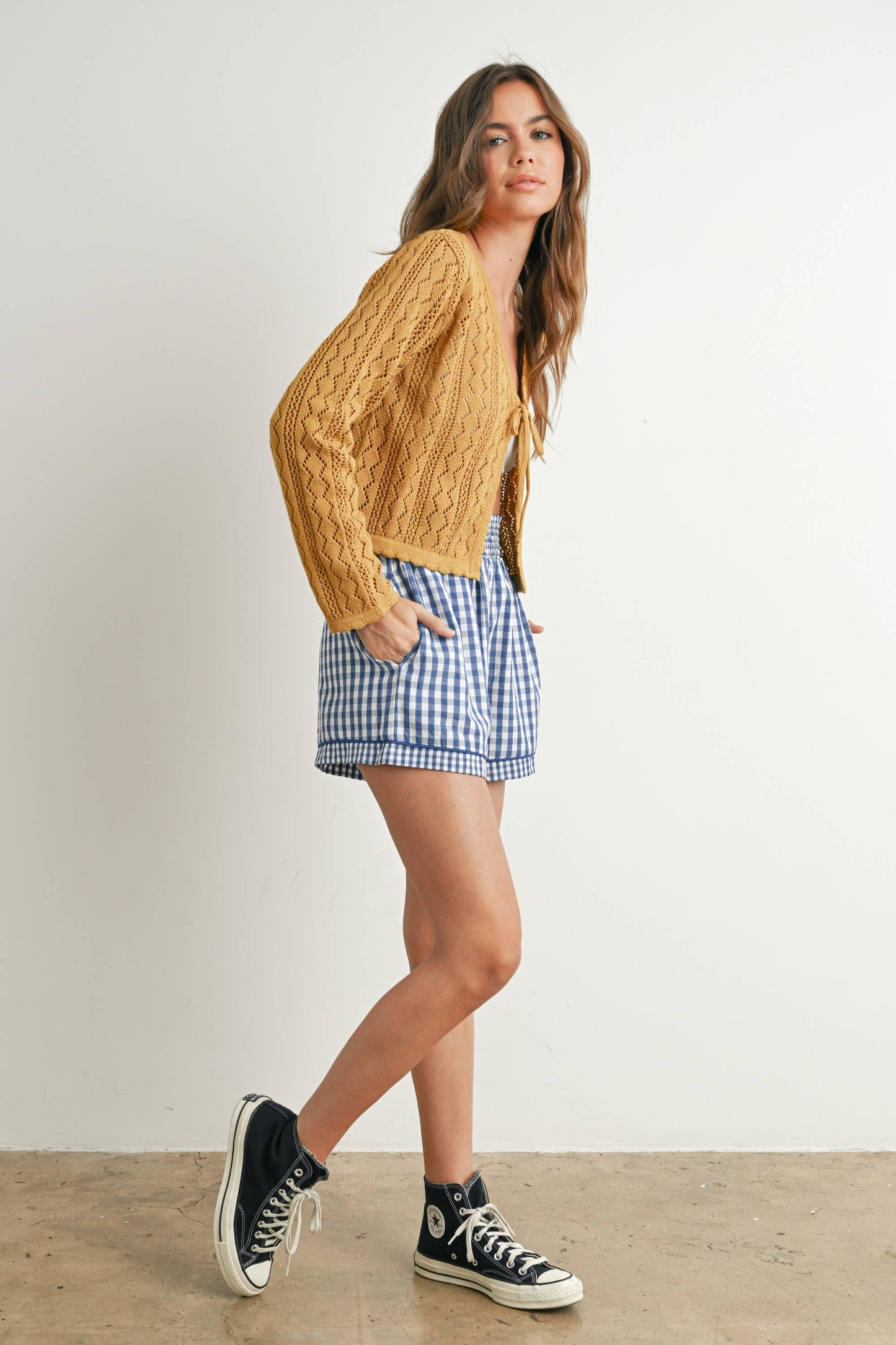 BUTTERMELON - Garterized Gingham Shorts - BMP7658