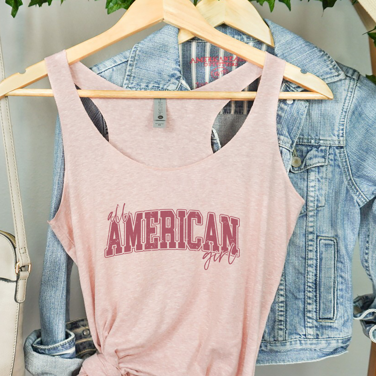 Trendznmore - All American Girl Varsity Next Level Racerback Tank Top
